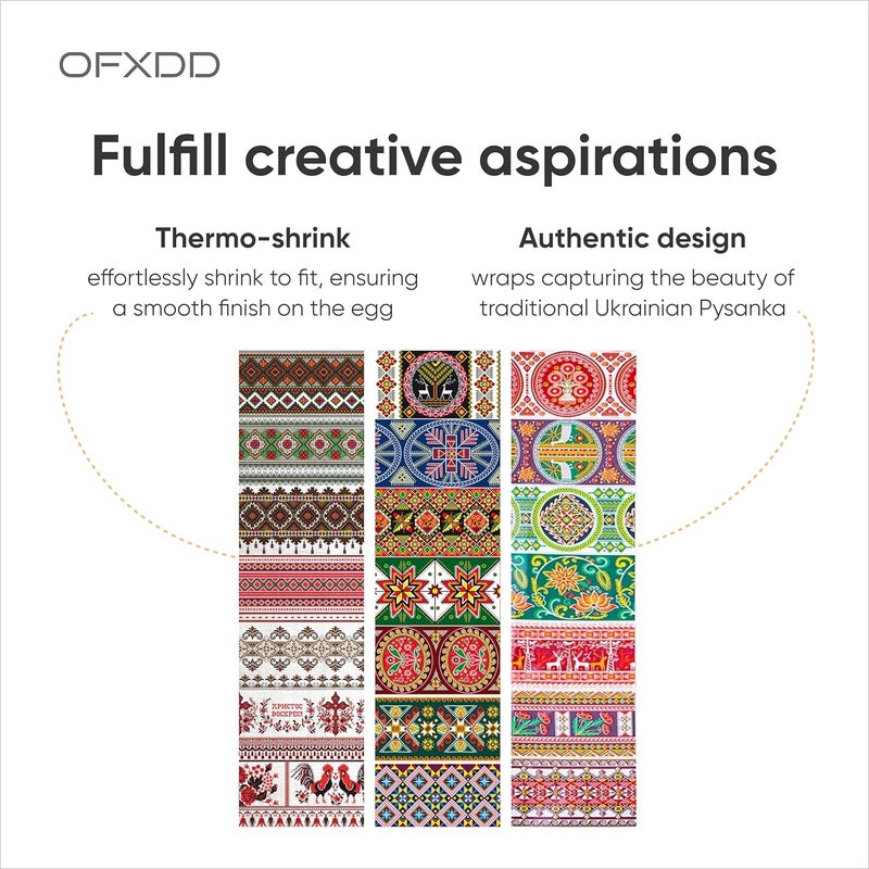 OFXDD 21 Pc Egg Wraps Easter Set - Traditional Easter Egg Shrink Wrappers - Ukrainian Easter Egg Decorating Kit - Othtodox Easter Egg Wrappers for Pysanka - Thermo Easter Egg Sleeves - Image 3